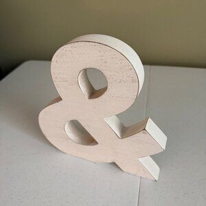 Large White Ampersand home decoration Valentine rustic farmhouse distressed
